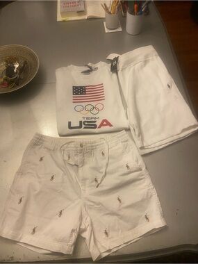 Polo by Ralph Lauren White Team USA Olympic Tee w shorts 🩳 bundle